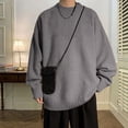 thumbnail image 1 of Suéter de cuello redondo de color sólido para hombre, camisa informal holgada, estilo coreano, suéter moderno para parejas, combina con todo, 1 of 5