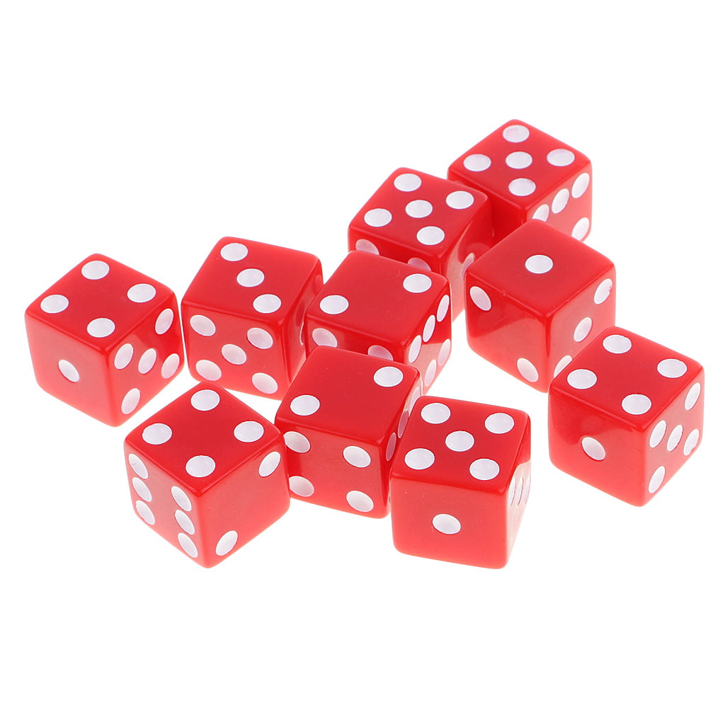 Set of 10,Red Dice,D6,six-side 16 mm Red with white pips dice,1.6CM 