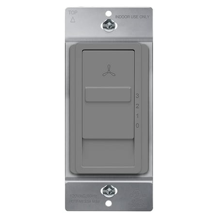 

Kalide Fan Speed Control Switch 3-Speed Fan Wall Switch Single Pole 120Vac 60Hz 2.5A Neutral Wire Not Required Tgfs3-Gy Gray