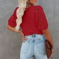 thumbnail image 3 of Yesfashion Womens Short Sleeve Sweaters Crewneck Knit Pullover Tops Summer Lightweight Crochet Blouse Shirt, 3 of 4