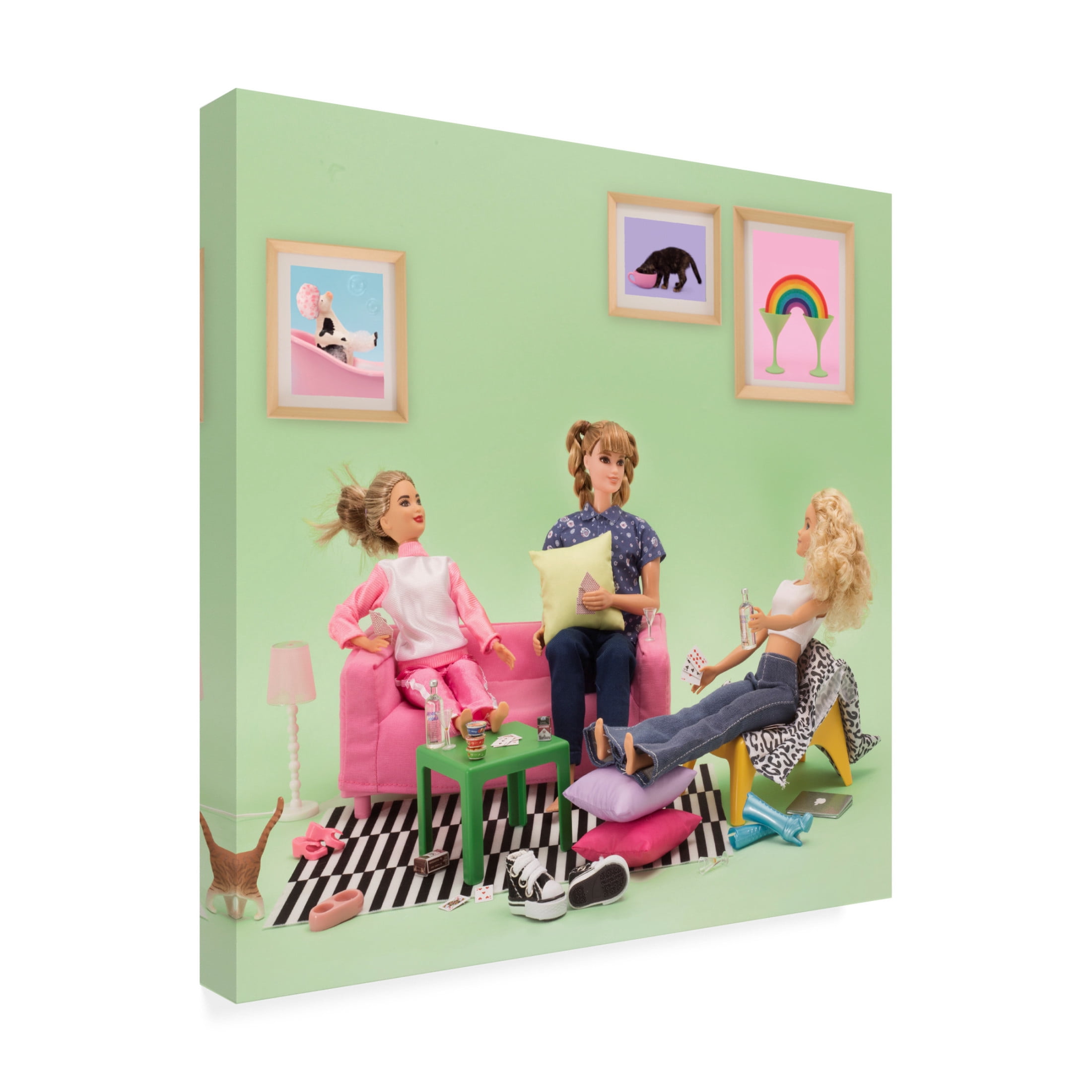 Canvas Wall Art - Julia Ramiro 'Let S Stay Home' Wall Art for Living Room, Bedroom, or Office Décor by Trademark Fine Art - 35 x 35 Inches