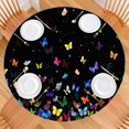 thumbnail image 2 of Black Colorful Star Butterfly Pattern Round Fitted Tablecloth with Elastic Edge,Dining Table Cover Waterproof,Outdoor Round Tablecloth for Camping,Dining,Indoor and Outdoor, 2 of 7