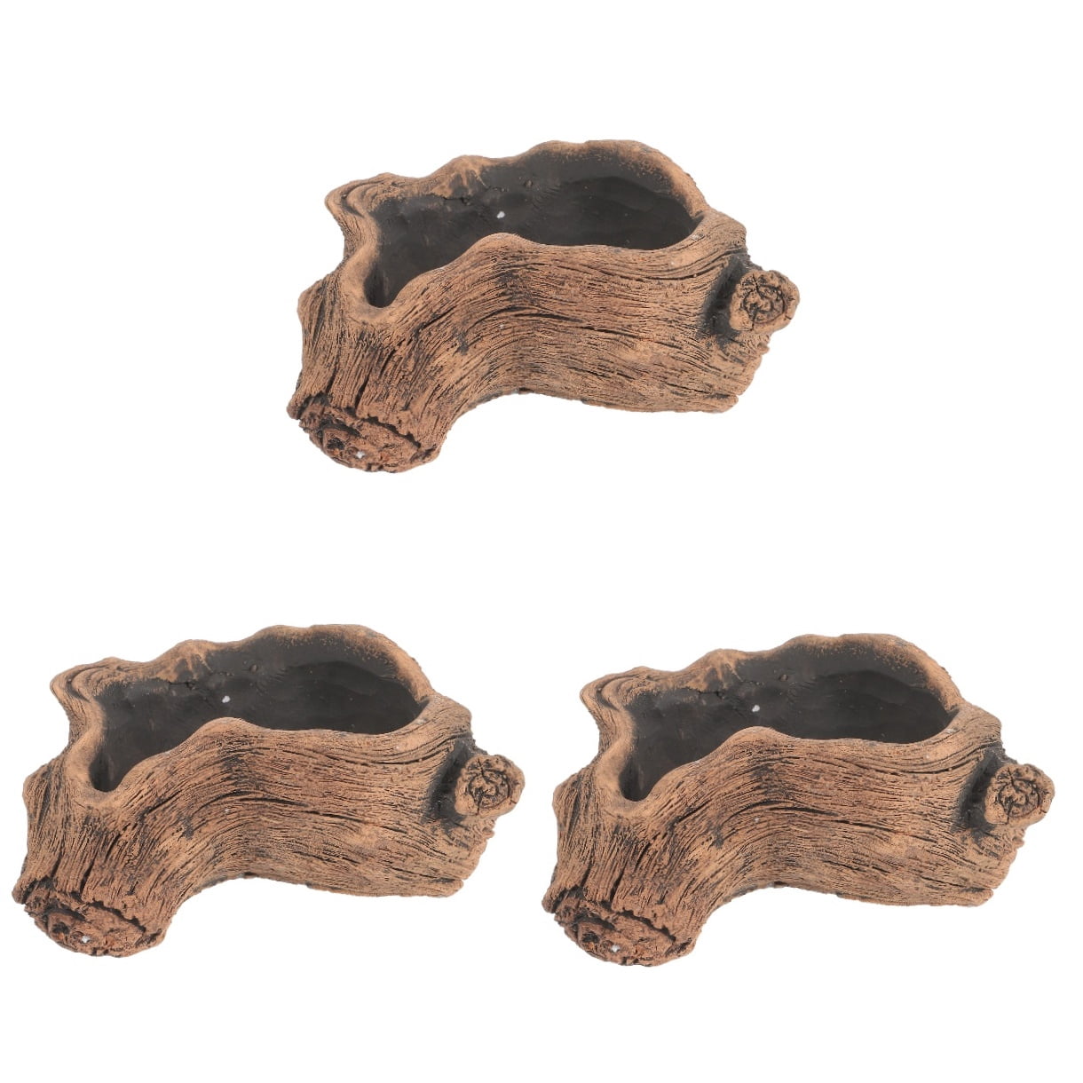 3pcs Vintage Style Flower Pots Set, Multi-Use Garden , Imitation Tree Stump Flowerpot for Indoor Outdoor Planting