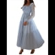 thumbnail image 3 of Vestido Bohemio Informal para Mujer, Estilo Resort, con Escote en U, Mangas Abullonadas y Corte A Azul XL, 3 of 9