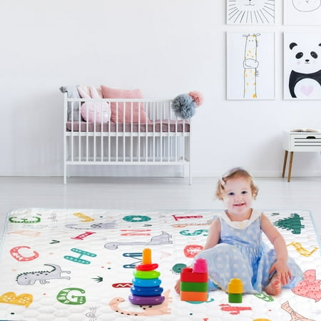 Non-Slip Baby Play Mat TeqHome 50x50" Foldable Playpen Mat Machine Washable Baby Crawling Mat for Babies Toddler Play Tummy Time (S, Dinosaur)
