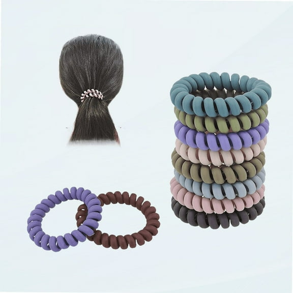 Spiral Hair Ties, 10 Pieces Colorful Elastic Hair Bands Plastic Hair Coils Telephone Cord Bobbles Hairbands Ponytail Holder for Women and Girls (10pcs)