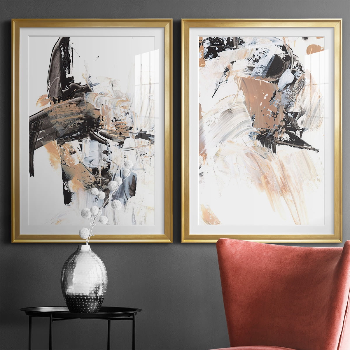 Wexford Home Ruckus I Premium Framed Print, 30.5" x 42.5" - Ready to Hang, Gold (Set of 2)