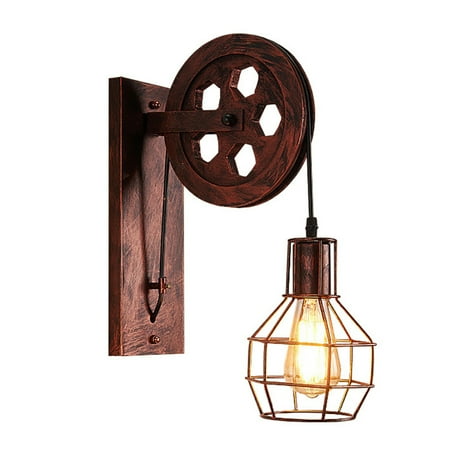 

CALIDAKA Retro Industrial Wall Lamp Indoor Lighting Lifting Pulley Corridor Sconce Light