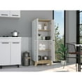 thumbnail image 6 of Dtwnek Kitchen Pantry with Double Door, 4 Legs, 4 Shelves, Light Brown + White, 6 of 9