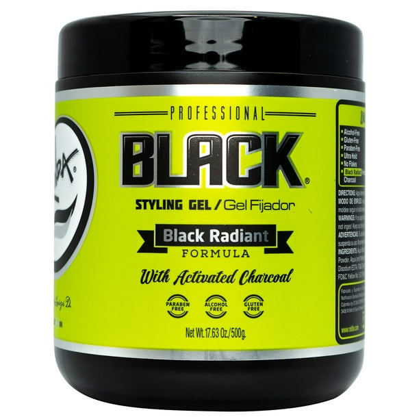 Rolda Black Styling Gel para el cabello – Fijación media a fuerte con brillo medio para un aspecto mojado hacia atrás con sujeción durante todo el día – Carbón negro activado cubre el cabello gris al