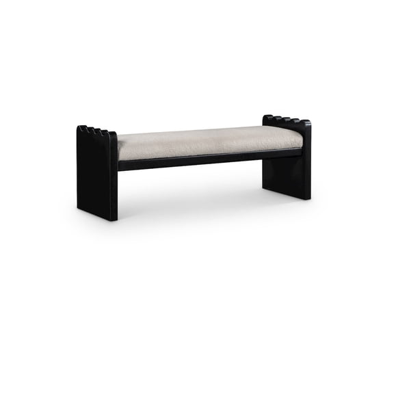 Meridian Furniture Sonia Beige Velour Fur Fabric Bench