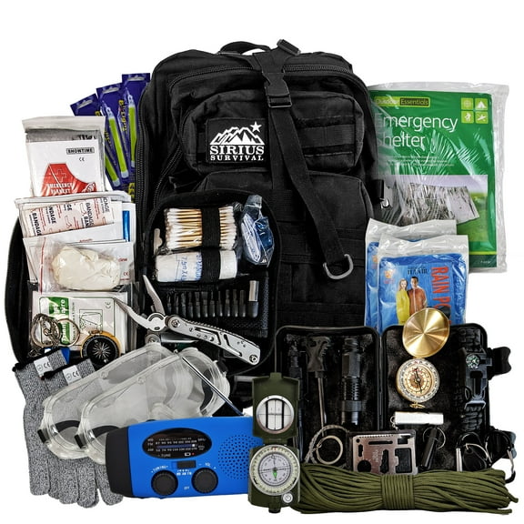 Sirius: Bug Out Bag Backpack Bugout Kit Great for Family - Survival Backpack - Black