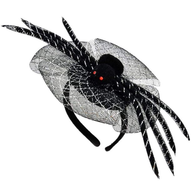 Diadema de araña de Halloween Diadema de tela de araña Diadema para mujer Diadema de viuda negra Aro para el cabello Decoración de fiesta navideña Disfraz de cosplay Festival de carn de Navidad Acces
