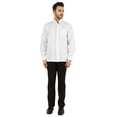 thumbnail image 2 of Bestman Solid Long Sleeve Shirt For Mens Front Double Button Placket Chinese Collar Shirt, 2 of 7