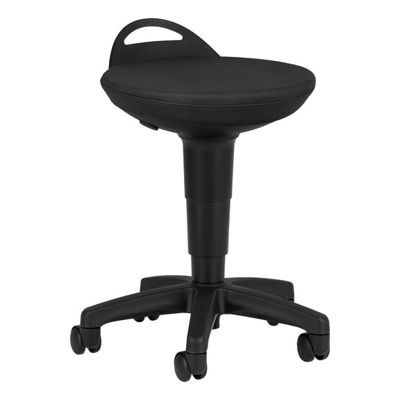 Rolling Adjustable-Height Padded Stool - Black