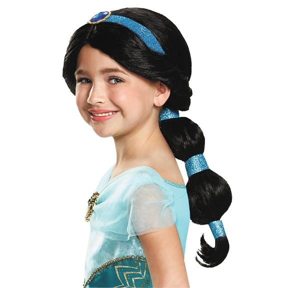 Disney Princess Aladdin Jasmine Black Halloween Costume Wig, for Child