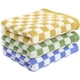 thumbnail image 1 of Nvzi Toalla de mano de algodón a cuadros, paquete de 3, 13 x 29 pulgadas, juego de toallas de baño suaves y absorbentes para baño, cocina, gimnasio, piscina, viajes (amarillo, verde y azul), 1 of 5