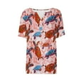 thumbnail image 3 of Tmtolofot Women's Summer Retro Casual Floral Print Button Down V-Neck Short Sleeve Tunic Shirts Women Casual Loose Blouse Vintage Print Top 2#Red Large, 3 of 4