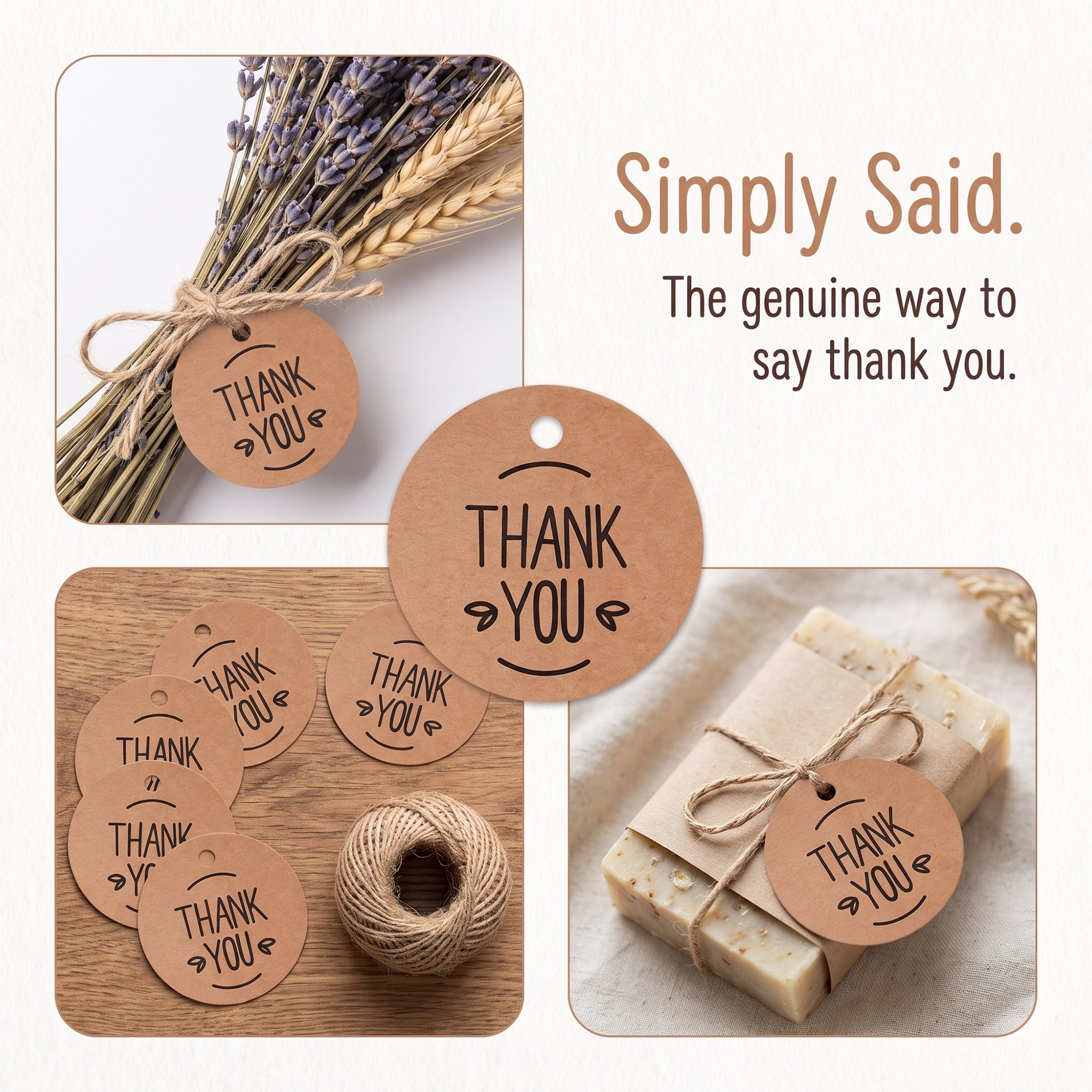 Unique Bargains Round Circle Gift Tags with Natural Twine 1.2" x 1.2" Tiny Heart Pattern