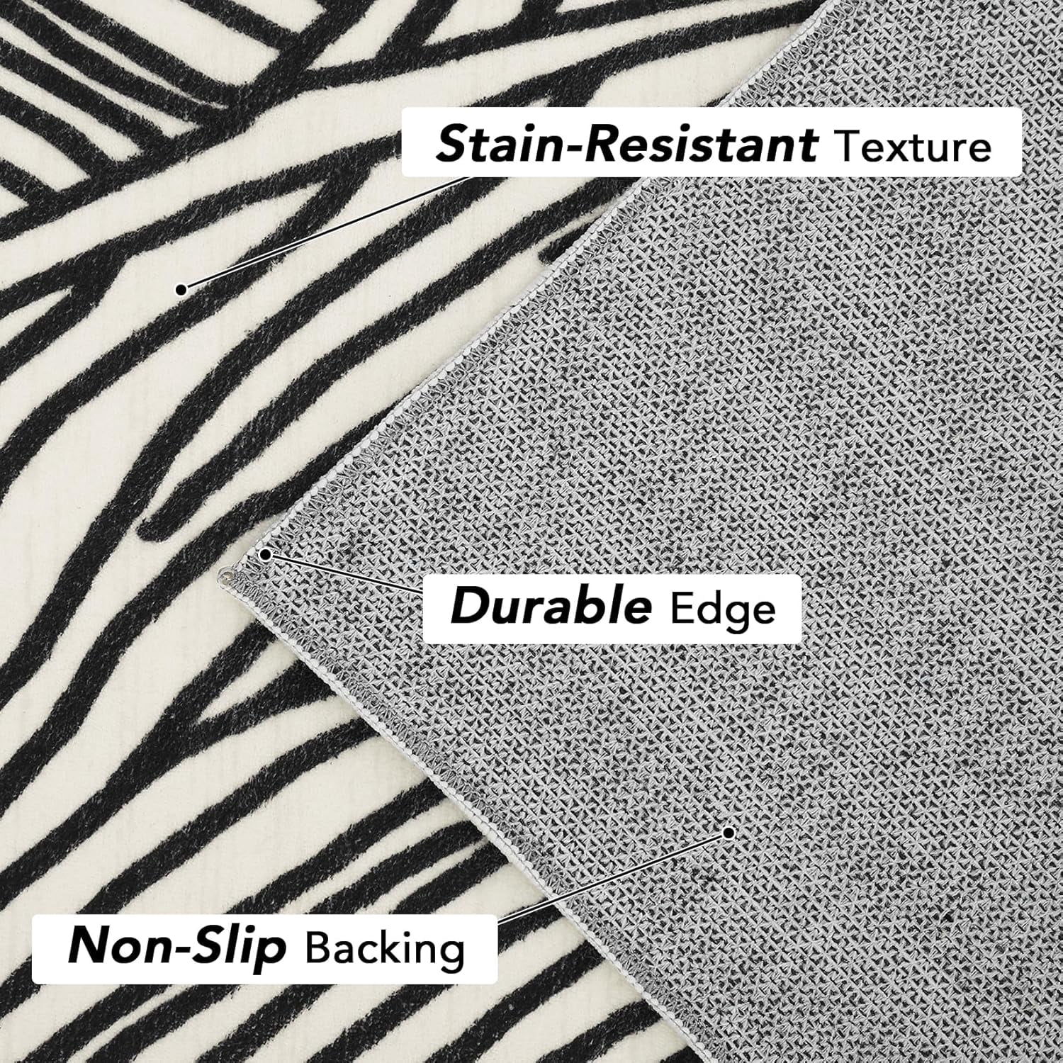 Area Rug Washable 6' x 9' Modern Abstract Rug with Non Slip TPR Backing, Soft Neutral Low Pile Non Shedding Carpet, Foldable Floor Covering for Living Room Bedroom