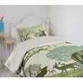 thumbnail image 2 of Ambesonne Green Quilted Coverlet 2 Pcs, Deer and Nature Park, Twin Size, Green, 2 of 5