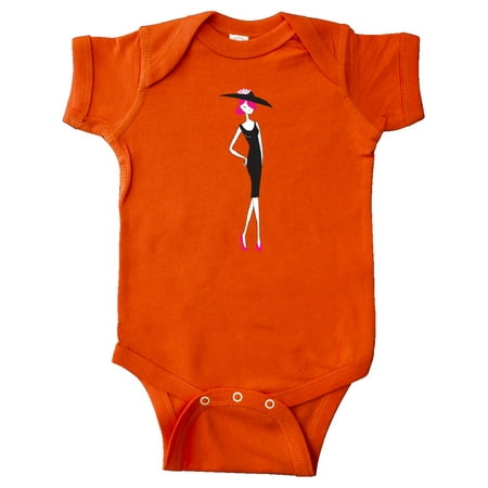 

Inktastic French Girl Fashion Girl Pink Hair Black Dress Gift Baby Girl Bodysuit