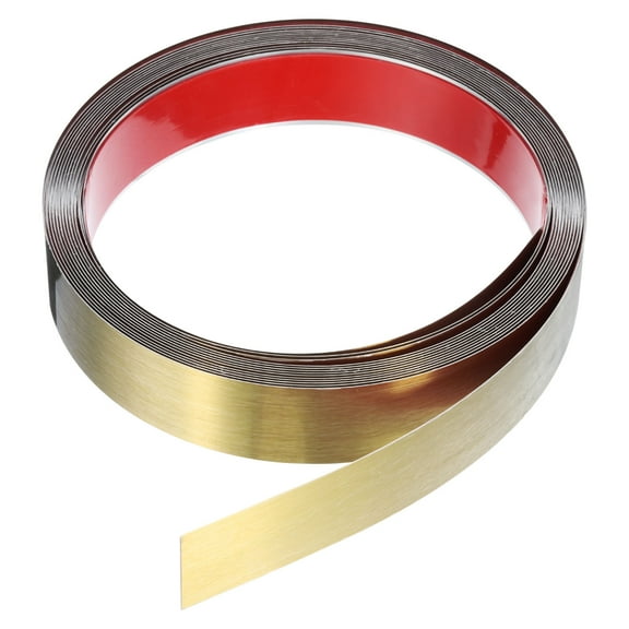 Uxcell 19.7ft x 1.18" Wall Trim Self Adhesive Stainless Steel Brushed Finish Trim Golden