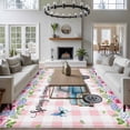 thumbnail image 4 of Spring Area Rugs Collection 6'x9', Truck Botanical Rose Leaves Butterfly Pink Lattice Non Slip Indoor Rectangle Throw Runner Rug Floor Mat Carpet for Living Room Dining Table Bedroom Nursery, 4 of 9