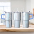 thumbnail image 2 of 20oz Insulated Stainless Steel Tumbler with Handle & Straw, Leak-Proof Travel Coffee Mug, Geometric Texture Double Wall Cup, 2 of 5