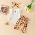 thumbnail image 2 of Vedolay Girl's Fall Outfits Girl's 2 Piece Outfit Floral Print Graphic Long Sleeve Tee and Flare Leg Pants Set,Yellow 6-12 Months, 2 of 5