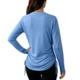 thumbnail image 5 of Feancey Womens Rash Guard Sun Shirt UV Protection Long Sleeve Workout Tops Side Ruched Drawstring Athletic T-Shirts for Surfing with Thumb Holes Blue XL, 5 of 9