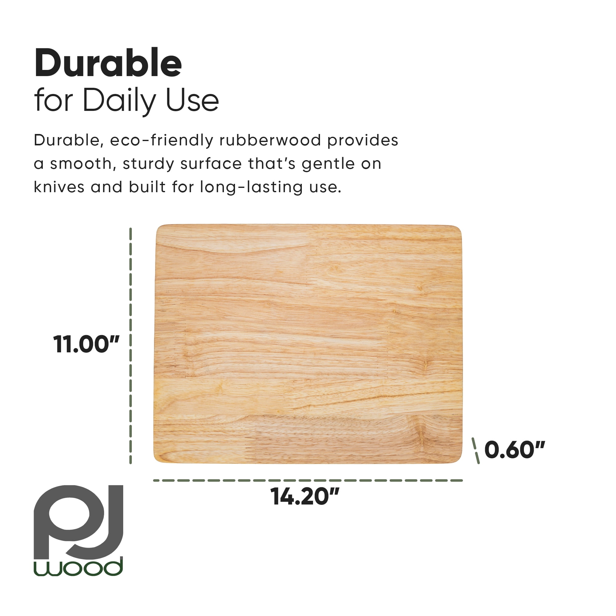 PJ Wood Rubberwood 11" x 14" Chopping Board for Cutting Fish and Vegetables