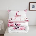 thumbnail image 4 of Initial A-Z Queen Comforter Set,Initial Letter L Bedding Set,Floral Bowknot Down Comforter,Romantic Rose Alphabet Reversible Bed Set with 2 Pillowcases for Bedroom, 4 of 6