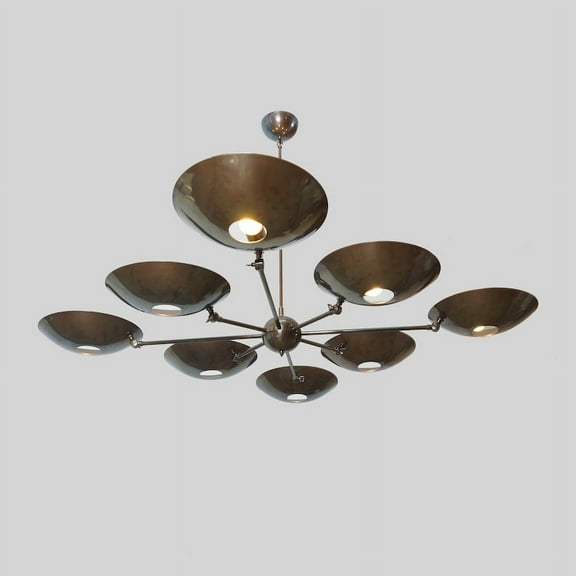 8 Light Stilnovo Style Disk Shade Sputnik Chandelier Light Fixture