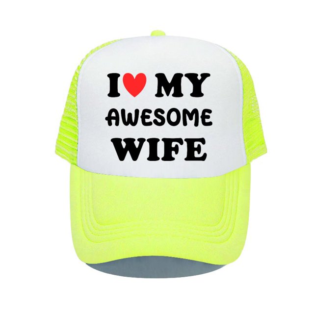 I Love My Awesome Wife Snapback Cap Couple Affection Heart Trucker Hats Valentine Day Husband Love Expression Baseball Cap YP06456-60cm for adult Gao Jinjia LED