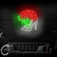thumbnail image 3 of C-CRAFT Hibiscus High Heels Neon Sign Led Light Up 33 inch for Shoes Boutique Wall Art Decor, 3 of 5