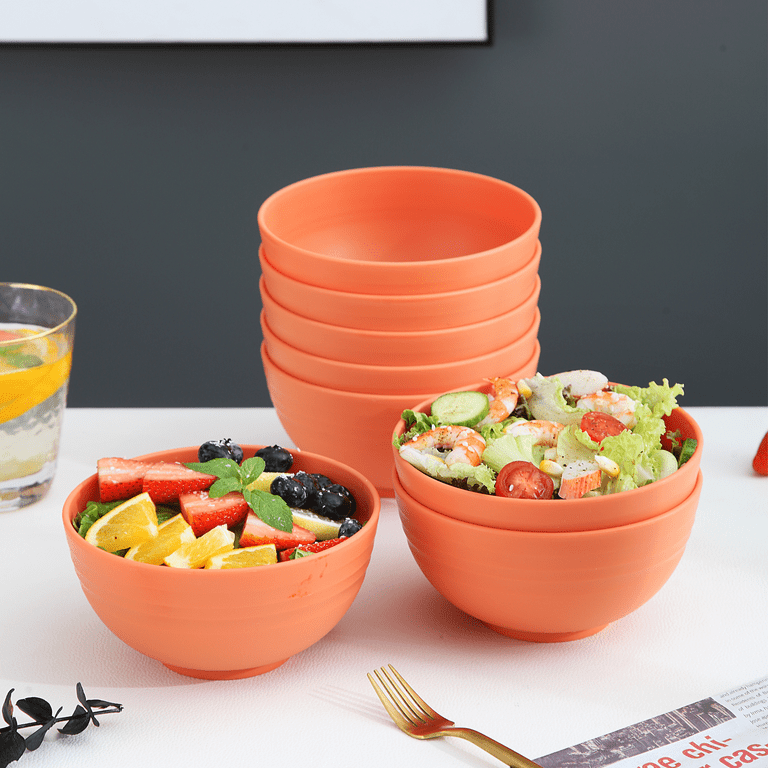 KX-WARE Plastic Bowls with Lids Set of 6 - Unbreakable and Reusable 6-Inch Plastic Cereal/Soup/Salad Bowls Multicolor, Microwave/Dishwasher Safe