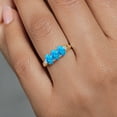 thumbnail image 4 of Gem Stone King 925 Silver and 10K Yellow Gold Simulated Blue Opal and Lab Grown Diamond Engagement Ring for Women | 1.52 Cttw | Oval Cabochon 6X4MM | Gemstone October Birthstone | Size 9, 4 of 4