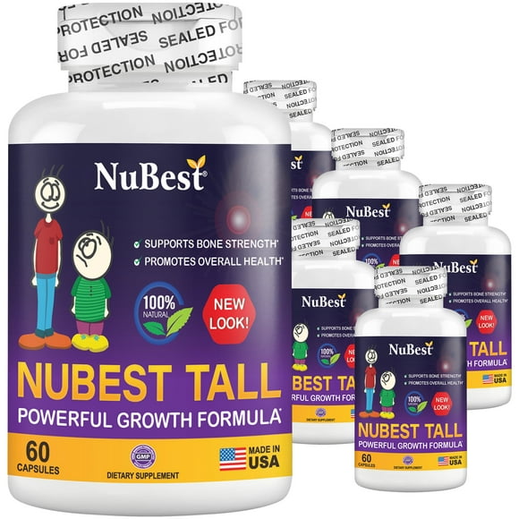 NuBest Grand Aide à la Croissance, Supplément de Taille Premium, Aide les Enfants (5+) et les Adolescents à Grandir Qui Ne Boivent Pas de Lait Tous les Jours (Pack de 6)