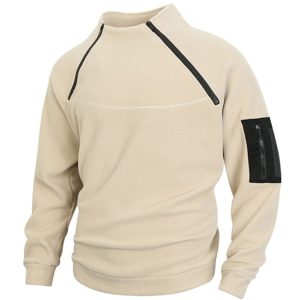 pstuiky camisa de manga larga para hombre, Suéter de forro polar con media cremallera y retazos para hombre, manga larga, cuello vuelto, cuello alto, abrigo de medio cuello camisetas de hombre s