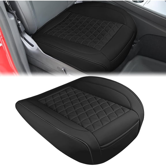 Nilight Car Seat Cushion Cover Black Leather Front Seats Waterproof Anti-Slip with Storage Bag Wraps Bottom Fits Cars Sedan Van SUV Truck