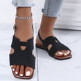 thumbnail image 5 of Wide Width Shoes for Women, Dressy Flat Sandals for Women, Women Flat Sandals, Womens Slingback Sandals, Peep Toe Low Block Heel Sandals for Women, Leather Insole Comfort Sandals, Black 5.5, 5 of 7