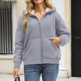thumbnail image 4 of Lined Wool Zipper Winter Essential Jacket Long Sleeve Casual Pullover Hoodie, 4 of 9