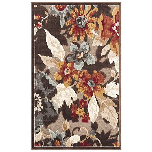 Safavieh Paradise Collection PAR148 Floral Viscose Accent Rug, 2'7" x 4', Dark Brown