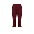 thumbnail image 4 of Pants for Women Pants for Women Stretch 3/4 Length Leggings Casual Athletic Running Workout Yoga Pants Womens Pants Kagetolytai Wine L, 4 of 6
