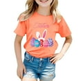 thumbnail image 1 of MIASHUI T-Shirt à Manches Courtes pour Enfants Joyeuses Pâques Imprimé Œuf Bunny, Orange, 6-7 Ans, 1 of 4