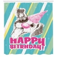 thumbnail image 3 of Birthday Party Shower Curtain, Happy Birthday Lettering with Party Dog Clown Nose Pointy Hat, Fabric Bathroom Set with Hooks, 69W X 75L Inches Long, Turquoise Mint Green Pink, by Ambesonne, 3 of 3