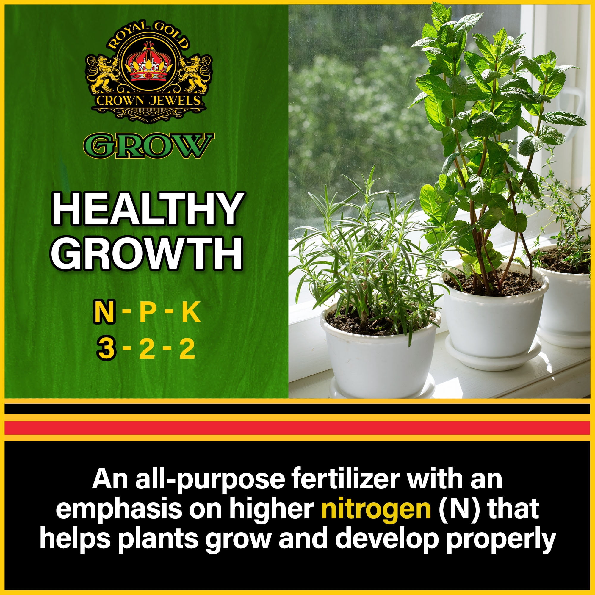 Royal Gold Crown Jewels Organic Grow 3-2-2 Dry Soluble Fertilizer, 40 lbs