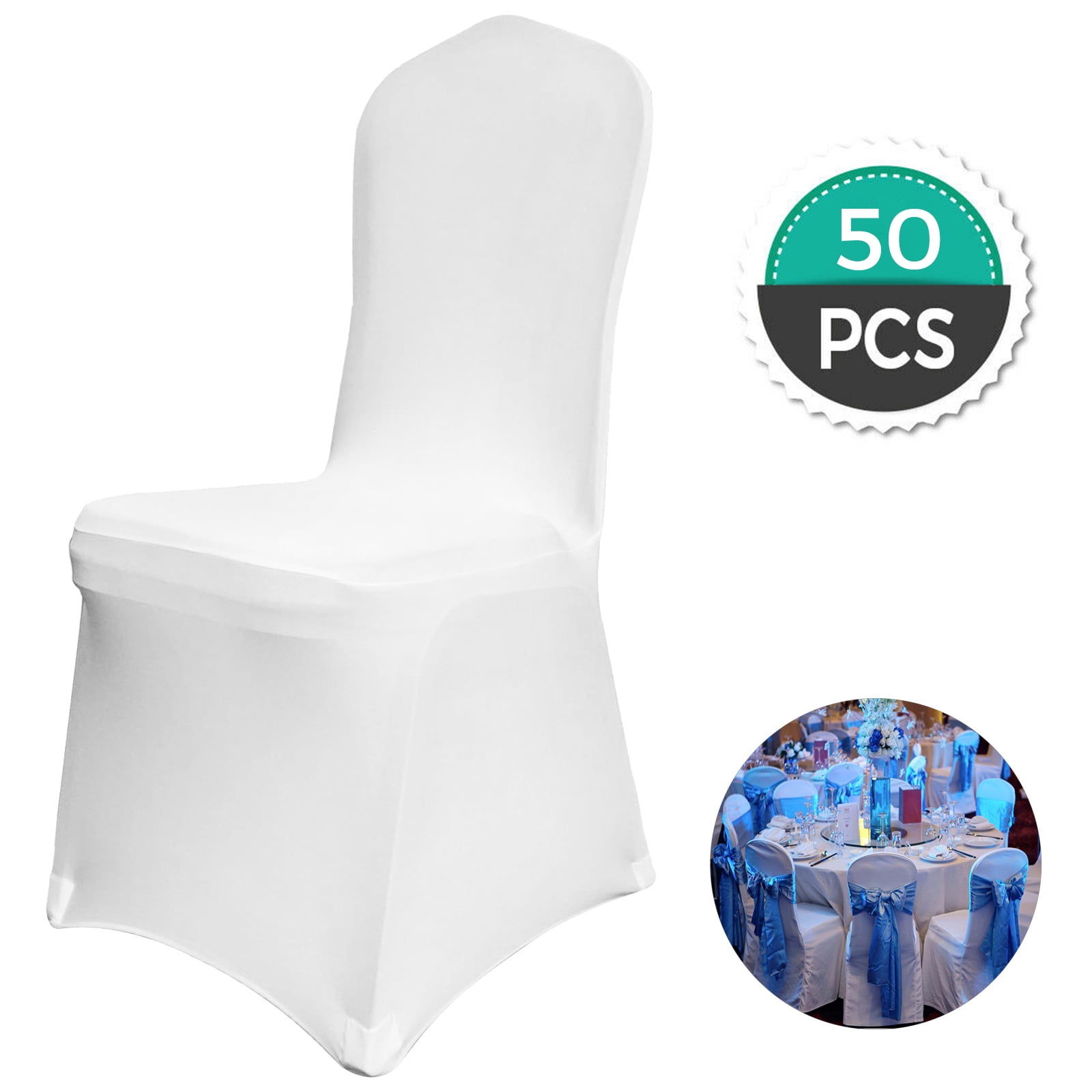 Black Time to Sparkle 100 Pack Chair Covers Spandex Lycra Stretch Slipcovers Dining Chair Cover Wedding Banquet Party Flat Front 