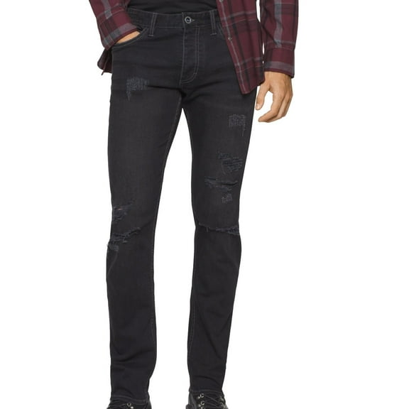 NEW Black Mens Size 30X30 Slim-Fit Distressed Denim Jeans